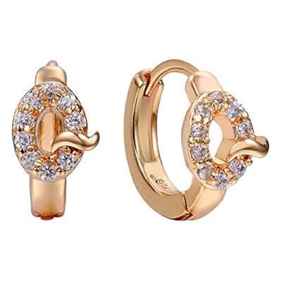 Snowman Lee The Princess And Lovely Cute Style Gemstone 18k Rose Gold Plated Hoop Earrings