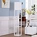 Brightech - Maxwell USB Shelf Floor Lamp - Mood Lighting for your Living Room and Bedroom - Shade Diffused Light Source in a Natural Wood Frame with Open-Box Shelves - Orchid White