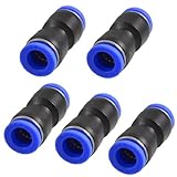 uxcell　空気圧クイック継手　プラスチック製ブルー　ストレート2ウェイ　12mm-12mmタイプ　5個入り