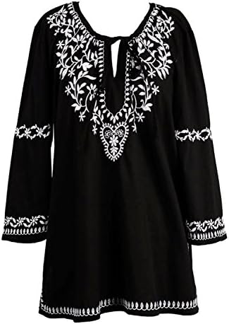 Plus Size Cover-Ups Embroidered Shirt / Cover up - Black