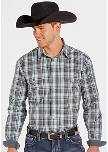 Rough Stock Men's By Panhandle Slim And Grey Plaid Western Snap Shirt Multi Large