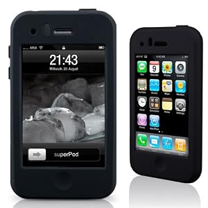 SportGrip iSkin Black - Silikon-Tasche & Displayschutz f�r Apple iPhone 3G / 3GS