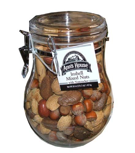 Ann's House Inshell Mixed Nuts 50 Ounce Holiday Gift Container with Nutcracker by Almonds