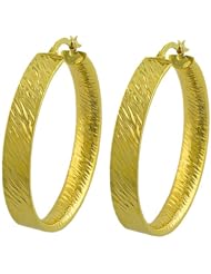 14 Karat Yellow Gold 6x35-mm Textured Flat Hoop Earrings