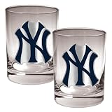 New York Yankees 2pc Rocks Glass Set - Primary Logo MLB Baseball