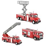 Diecast Fire Truck Engine Pullback Friction Toy 1:32 Scale Emergency Vehicles (Set of 3)