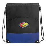 University of Kansas Drawstring Bag Backpack Royal KU Jayhawks Logo Draw String Back Pack - For Boys Girls Students or Adults