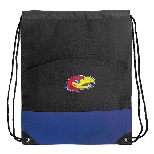 University of Kansas Backpack Bag Drawstring Royal KU Jayhawks Logo Draw String Back Pack - For Boys Girls Students or Adults
