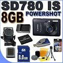 Canon PowerShot SD780IS 12.1 MP Digital Camera with 3x Optical Image Stabilized Zoom (Black) 8GB BP4L Battery BigVALUEInc Accessory Saver Bundle