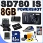 Canon PowerShot SD780IS 12.1 MP Digital Camera with 3x Optical Image Stabilized Zoom (Black) 8GB BP4L Battery BigVALUEInc Accessory Saver Bundle