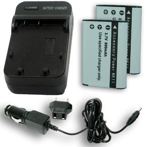 NIKON EN-EL11 Equivalent Charger & Battery 2-Pack Combo for OEM MH-64 & Coolpix S550 Digital Cameras