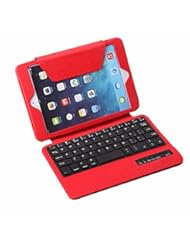 PC Accessory: TPCROMEER Detachable Wireless Bluetooth Keyboard Stand Folio PU Leather Case Cover for iPad Mini 7.9 Inch with Auto Wake/Sleep Function - Red - Easy Style