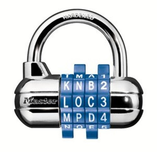 Master Lock 1534D Password Plus Combo Lock in Blue, Yellow, Orange, Red or Silver (Colors Vary), 1-Pack