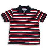E-Land - Toddler Boys Short Sleeved Polo Shirt, Red, White, Blue (Size 2T)
