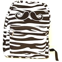 Mustache Zippered Backpack - Zebra