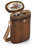 Hand Woven Split Willow Double Wine Bottle/Beverage Picnic Tote Carrier