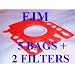 5 FJM Bags + 2 Filters for MIELE Vacuum Cleaners. Allergen, High Filtration Synthetic Bags. By Green Label.