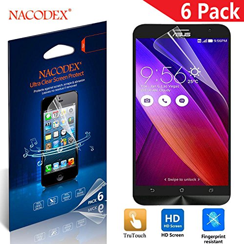 Asus Zenfone 2 Ze551ml Screen Protector - Nacodex® [6-pack] Hd Ultra-clear High Definition (Hd) Screen Protectors, *Maximum Clarity and Touchscreen Accuracy , Anti-scratch, Anti-fingerprint , 99% Touch-screen Accurate, Ultra-clear LCD Screen Protectors Perfect Fit for Asus Zenfone 2 Ze551ml 5.5''
