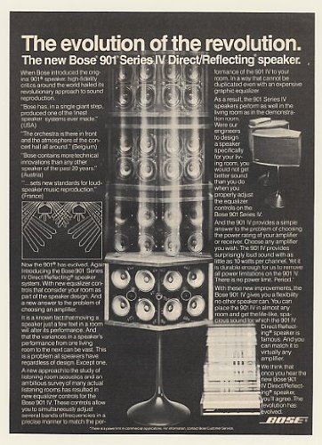 1978 Bose 901 Series IV Direct/Reflecting Speaker Print Ad (Memorabilia) (50543)