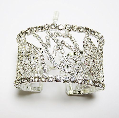 Bling Leaf Design Rhinestone Crystal Cuff Bracelet Jewelry Bridal Formal