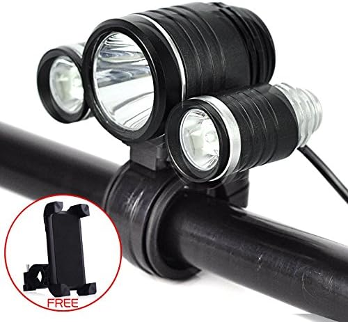 LED Bike Lights Outdoor Bicycle Headlights Rechargeable Headlamp 1800 Lumens for Cycling Camping Hiking Hunting Black