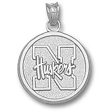 University of Nebraska N Huskers Round Pendant (Silver)