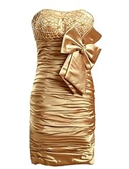 Sexy Empire   Waistline Knee Length Beaded  Lace-Up Pleated Sleeveless 2015 Prom Dress  With a Bow(s)