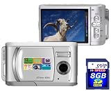 SVP Xthinn-8061 Silver 12MP Max 2.8-inch LCD Slim Digital Camera with rechargeable battery + FREE SVP 8GB SDHC Memory Card