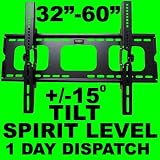 Vivomounts Ultra Slim LCD LED Plasma TV Wall Screen Mount Bracket System for 32 to 60 Size and Tilt Function with Large Holes for Wall Plates Plugs Aerial Socket