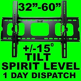 Vivomounts Ultra Slim LCD LED Plasma TV Wall Screen Mount Bracket System for 32" to 60" Size and Tilt Function with Large Holes for Wall Plates Plugs Aerial Socket
