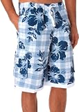 Mens Hibiscus Plaid Print Skate Surf Board Short / Swim Trunks - ( 4 Colors )