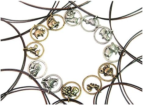 Oriental Chinese Zodiac 12 Animals Metal Leather Necklace