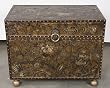 Lourdes Chest Box Trunk with Hinged Top Solid Wood Metal Accent 31.5"W x 18"D x 25.5"H