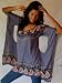 DESIGNER BLUE BLOUSE TOP PONCHO 2 HOLES BATIK FITS - M L 1X 2X - X572S - NEW ARRIVAL