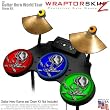 Chrome Skull on Colors Skin by WraptorSkinz fits Guitar Hero 4 World Tour Drum Set for Nintendo Wii, XBOX 360, PS2 & PS3 (DRUMS NOT INCLUDED)