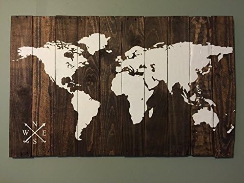 World Map, Rustic wood map 24x38