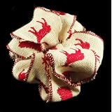 Offray Reindeers Jute Burlap Holiday Wired Edge Ribbon, 2 1/2