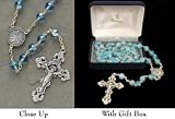 Aqua Venetian Beaded Rosary With 8MM Glass Beads 22 #3037