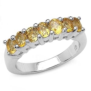 Buy 1.40 Carat Genuine Citrine Oval Silver Ring by JewelzDirect