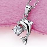 Cherilli - Collier avec pendentif Dauphin - Ton argent - Zircone blanc diamant - Livraison Gratuite possible - avec Pochette Cadeaupar Cherilli