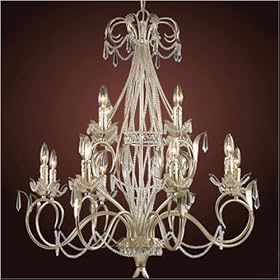 Madison Twelve Light Candle Chandelier in Silver Leaf by Elk