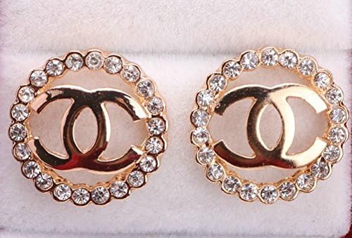 Hola Small Crystal Ring Hollow Letter Stud Earrings(gw)