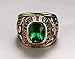 United States Navy Rings,Marine Corps,USMC,Stainless Steel Gold Plated Green CZ Stone