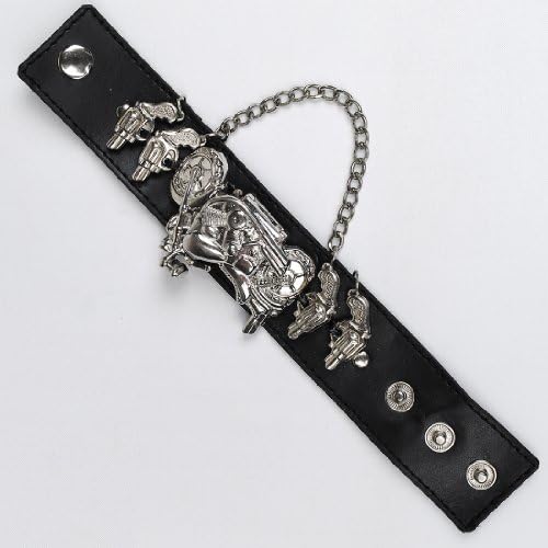 Punk Gothic Cross Design Ladies Women Men Genuine Leather Wrist Watch Motorcycle