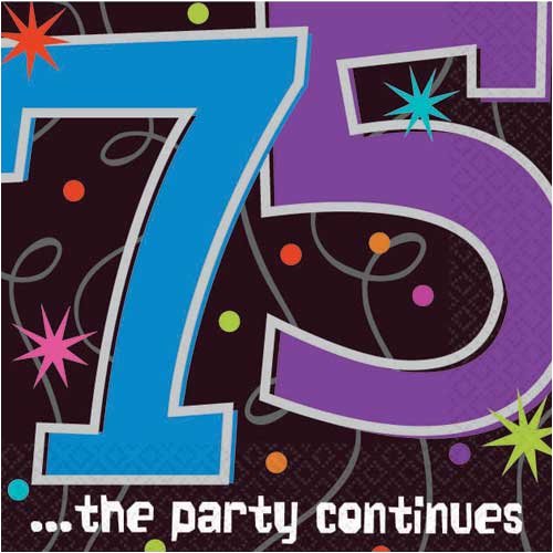 Buy The Party Continues – 75th Birthday Beverage Napkins