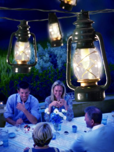 LED Lichterkette für Außen grüne Sturmlaternen, warm weiße Lichter