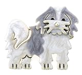 Shih Tzu Dog Silver & Enamel Pin