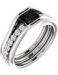 10K White Gold Princess Cut Black and White Diamond Ring -- LIFETIME WARRANTY