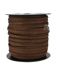 Art and Craft Supply: Beadnova 5mm Medium Brown Flat Leather Lace Beading Thread Faux Suede Cord String Velvet 50 Yards Roll Spool - Beadnova