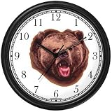 Grizzly Bear or Brown Bear Animal Wall Clock by WatchBuddy Timepieces (Hunter Green Frame)